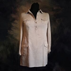 Old Navy Khaki Mini Shirt Dress Size L 100% Cotton